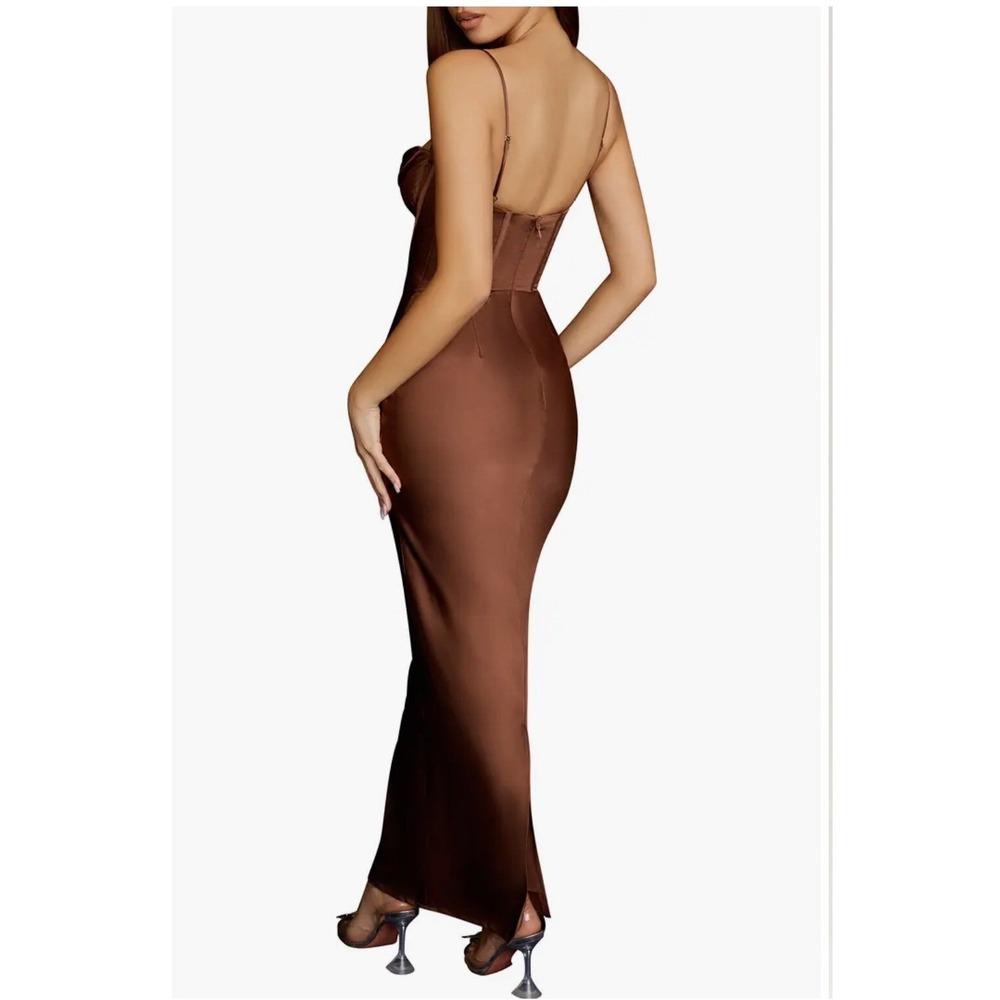 New!‎ House of CB Charmaine Corset Maxi Dress Brown Sz Large+ Cup $285 - Picture 2 of 8